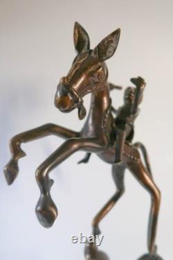 Vintage SUPER RARE Bronze Statue Sculpture Benin Kingdom Warrior Bell