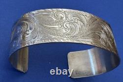 Vintage SUPER Rare Newman's Reno NV USA Engraved Sterling Silver Cuff Bracelet