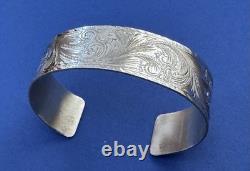 Vintage SUPER Rare Newman's Reno NV USA Engraved Sterling Silver Cuff Bracelet