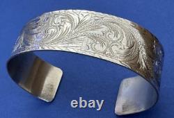 Vintage SUPER Rare Newman's Reno NV USA Engraved Sterling Silver Cuff Bracelet