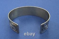 Vintage SUPER Rare Newman's Reno NV USA Engraved Sterling Silver Cuff Bracelet