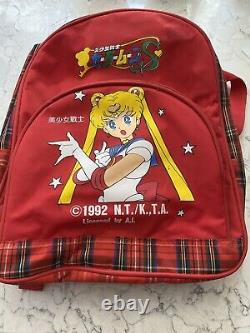 Vintage Sailor Moon Super S Anime Rare1992 Plaid Backpack Bag/backpack Red