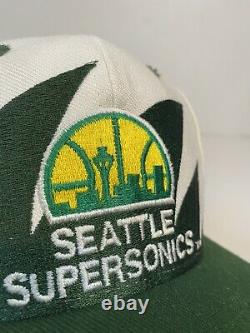 Vintage Seattle Super Sonics Wool Sharktooth Logo Athletic SnapBack Hat Cap RARE