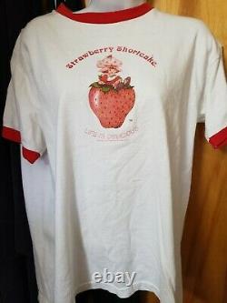 Vintage Strawberry Shortcake Ringer T Shirt 90s Rare Life Is Delicious Sz XL