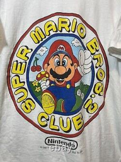 Vintage Super Mario Bros 2 1988 Nintendo Fam Club Rare Mushroom Shirt Size XL