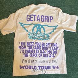 Vintage Super Rare! 1994 Aerosmith Get a Grip Tour Black T-Shirt Size Large