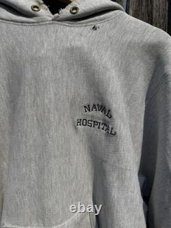 Vintage Super Rare 80s Naval Hospital Champion Reverse Weave Hoodie Military