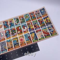 Vintage Super Rare Menko Card space war Menko Russian Laika uncut sheet 1957