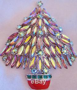 Vintage Super Rare Real Eisenberg Ice Classic Christmas Tree Pin + Book +tree