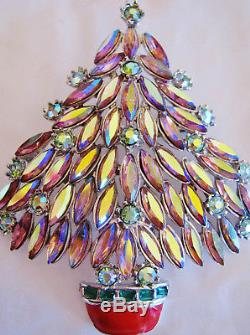 Vintage Super Rare Real Eisenberg Ice Classic Christmas Tree Pin + Book +tree