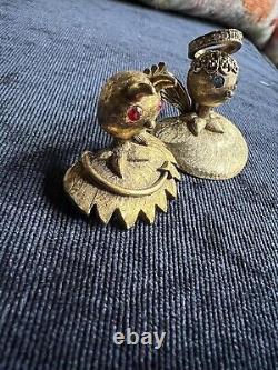 Vintage Super Rare Signed Tortolani Voice Of Conscious Angel & Devil Brooches