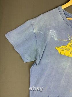 Vintage Super Rare The Beatles Yellow Submarine Band Tee Promo Art Faded