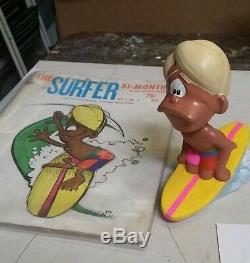 Vintage Surfer Magazine Aug Sep 1962 Rick Griffin & Super Rare Ceramic Nodder