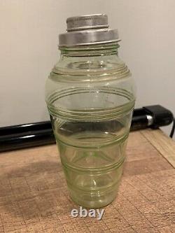 Vintage Uranium Glass Cocktail Shaker. Uranium Stripe/rings Shaker Super Rare