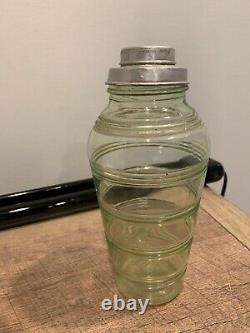 Vintage Uranium Glass Cocktail Shaker. Uranium Stripe/rings Shaker Super Rare