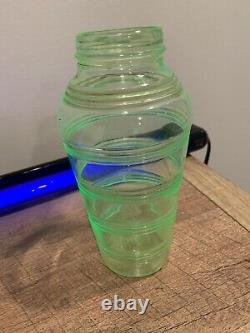 Vintage Uranium Glass Cocktail Shaker. Uranium Stripe/rings Shaker Super Rare