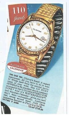 Vintage WATCH MEN, s Clinton 110 JEWEL AUTOMATIC super RARE