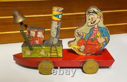 Vintage Wood Metal Pull Tug Boat Pete Antique NO. 402 Pirate Super Rare! Toy
