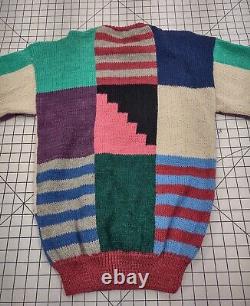 Vintage Wool Sweater Color Block Women's Medium/large Lama Super Rare