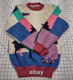 Vintage Wool Sweater Color Block Women's Medium/large Lama Super Rare