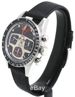 Vintage YEMA Rallygraf Super Chronograph Valjoux 7736 Rare Black 93012 Watch