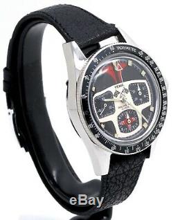 Vintage YEMA Rallygraf Super Chronograph Valjoux 7736 Rare Black 93012 Watch