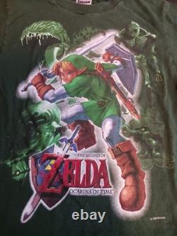 Vintage Zelda Ocarina Of Time 1998 Promo T Shirt Tultex Green Size S Super Rare