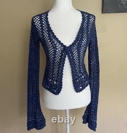 Vintage open knit crochet top xs/s Rare