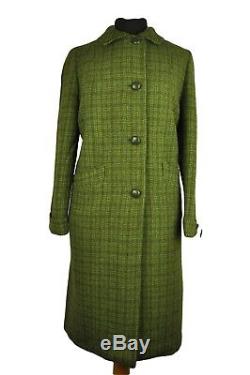 Vtg 1960's Ladies Harris Tweed Long Overcoat Jacket sz 10 12 SUPER RARE CLOTH