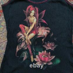 Vtg 90s Y2k Trick Fashion Hot Topic Fairy Faerie Tank Top Shirt Goth Rare S to M