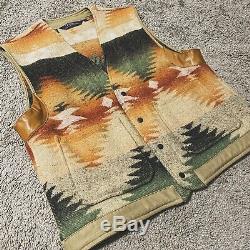 Vtg Polo Ralph Lauren Navajo Aztec Wool Vest SUPER RARE Made In USA Size Large