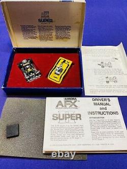 Yellow #4 AURORA AFX Super II, Box, Paper Work, Vintage Slot Car Rare Oil