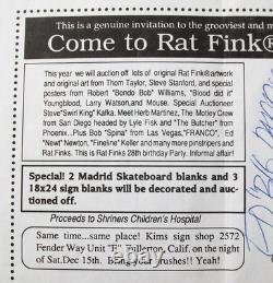 Your Invited. Super Rare Vintage Ed Roth Rat Fink Party'90 Invitation Signed