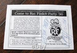 Your Invited. Super Rare Vintage Ed Roth Rat Fink Party'90 Invitation Signed