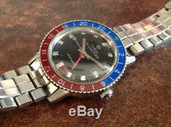ZODIAC GMT Aerospace Vintage Watch & Bracelet Super RARE PEPSI Bezel. 1960's